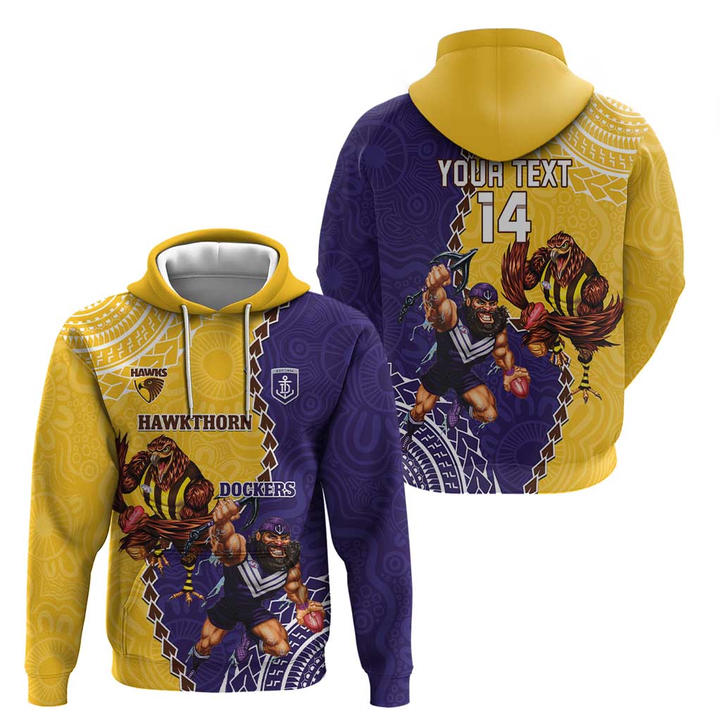 Custom Dockers And Hawks Football Hoodie Aboriginal Mix Polynesian Pattern - Vibe Hoodie Shop