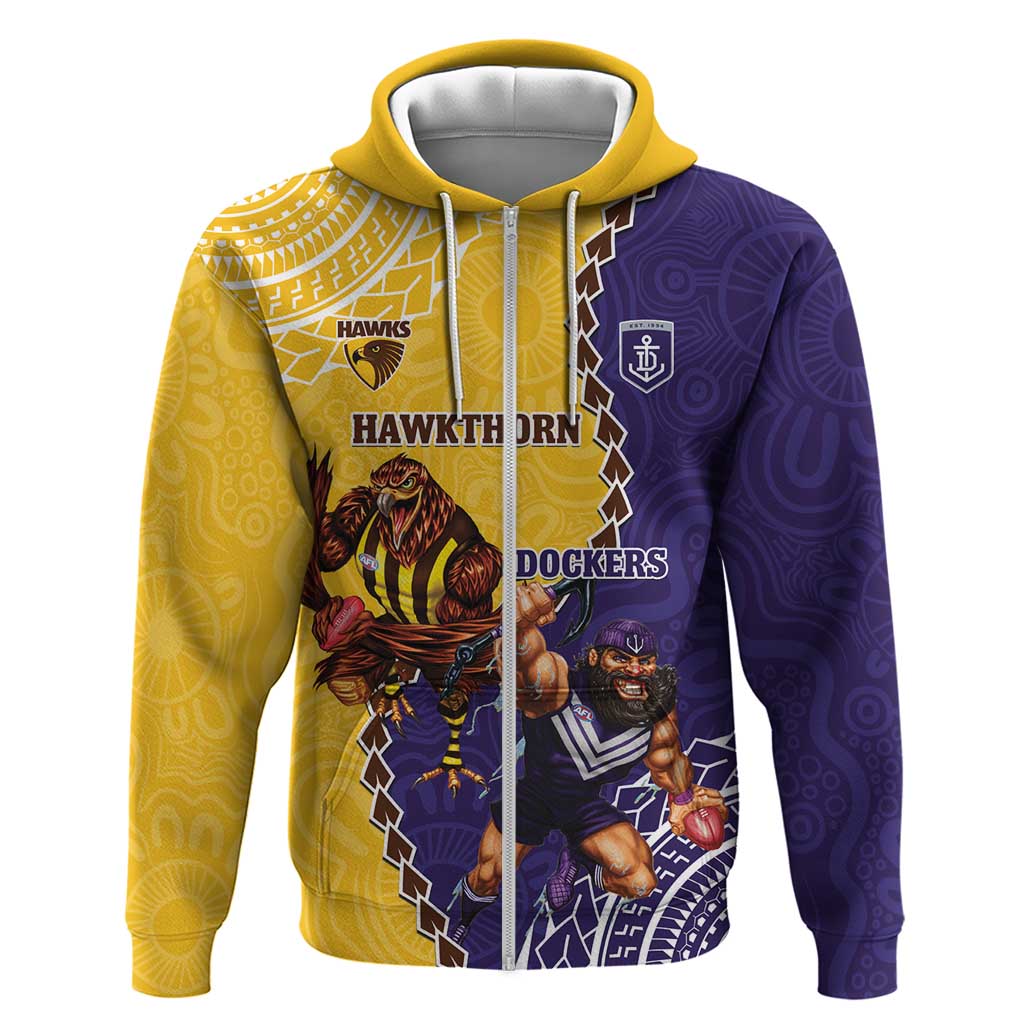 Custom Dockers And Hawks Football Hoodie Aboriginal Mix Polynesian Pattern - Vibe Hoodie Shop