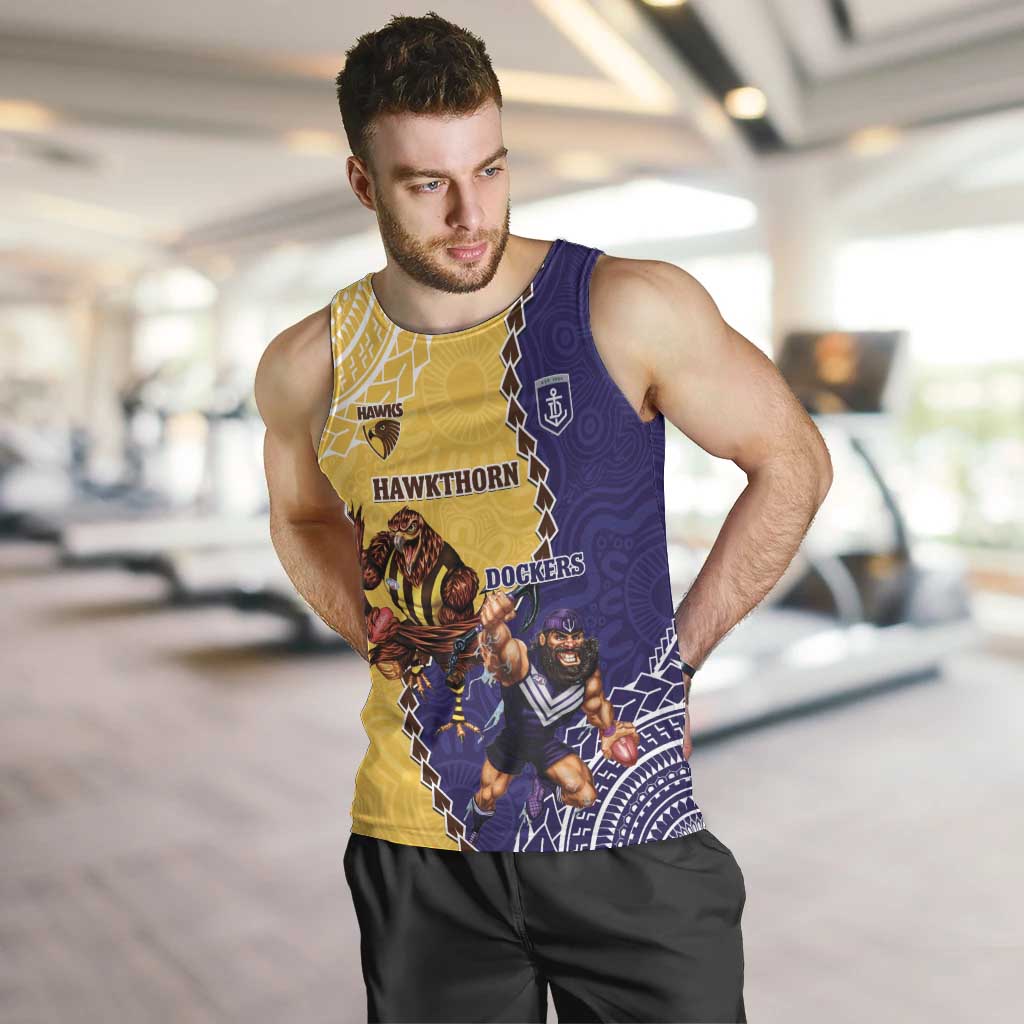 Custom Dockers And Hawks Football Men Tank Top Aboriginal Mix Polynesian Pattern - Vibe Hoodie Shop