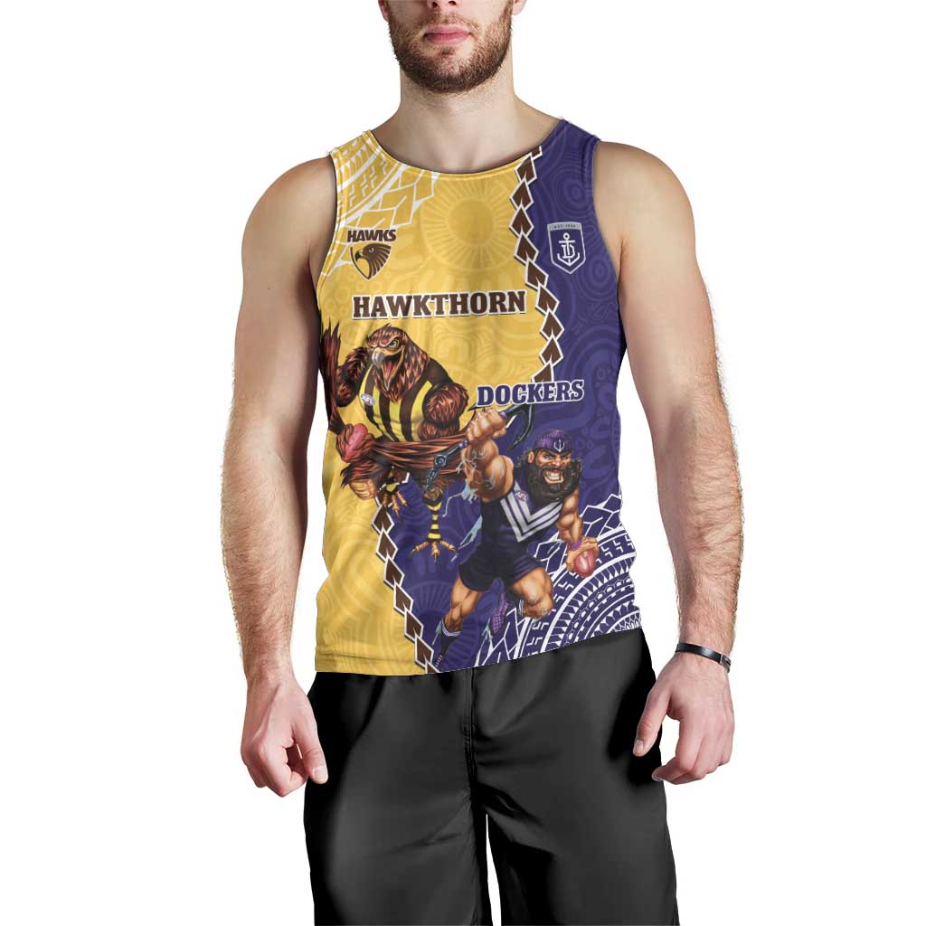 Custom Dockers And Hawks Football Men Tank Top Aboriginal Mix Polynesian Pattern - Vibe Hoodie Shop
