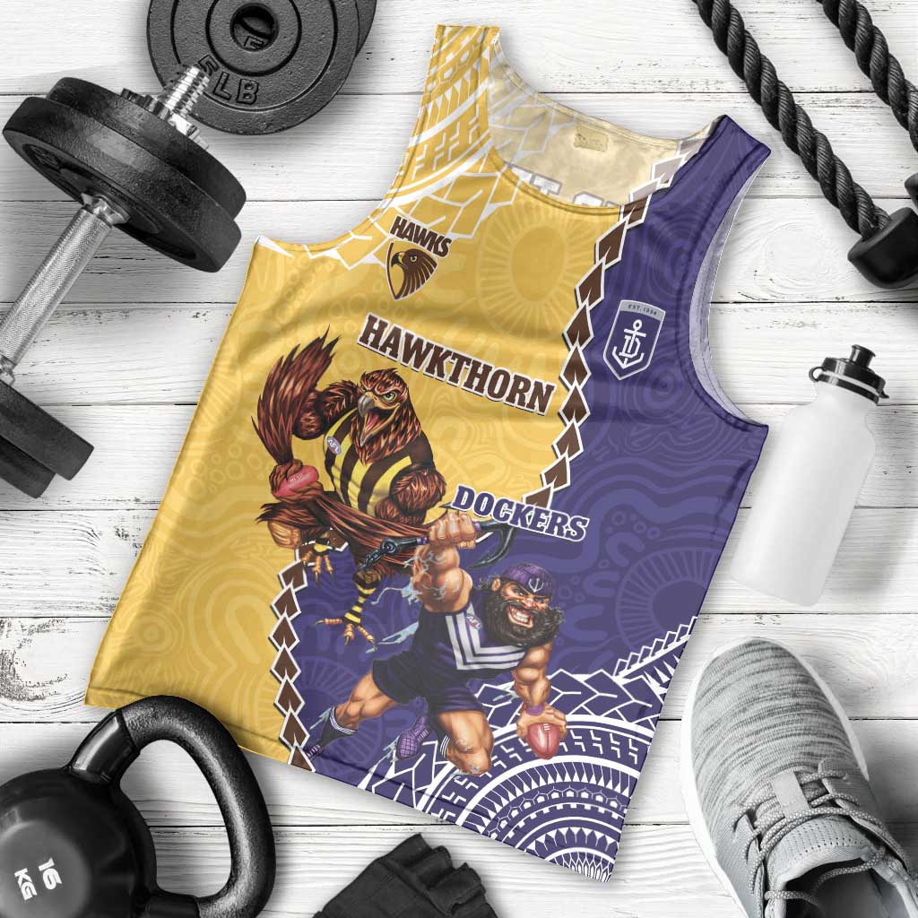 Custom Dockers And Hawks Football Men Tank Top Aboriginal Mix Polynesian Pattern - Vibe Hoodie Shop
