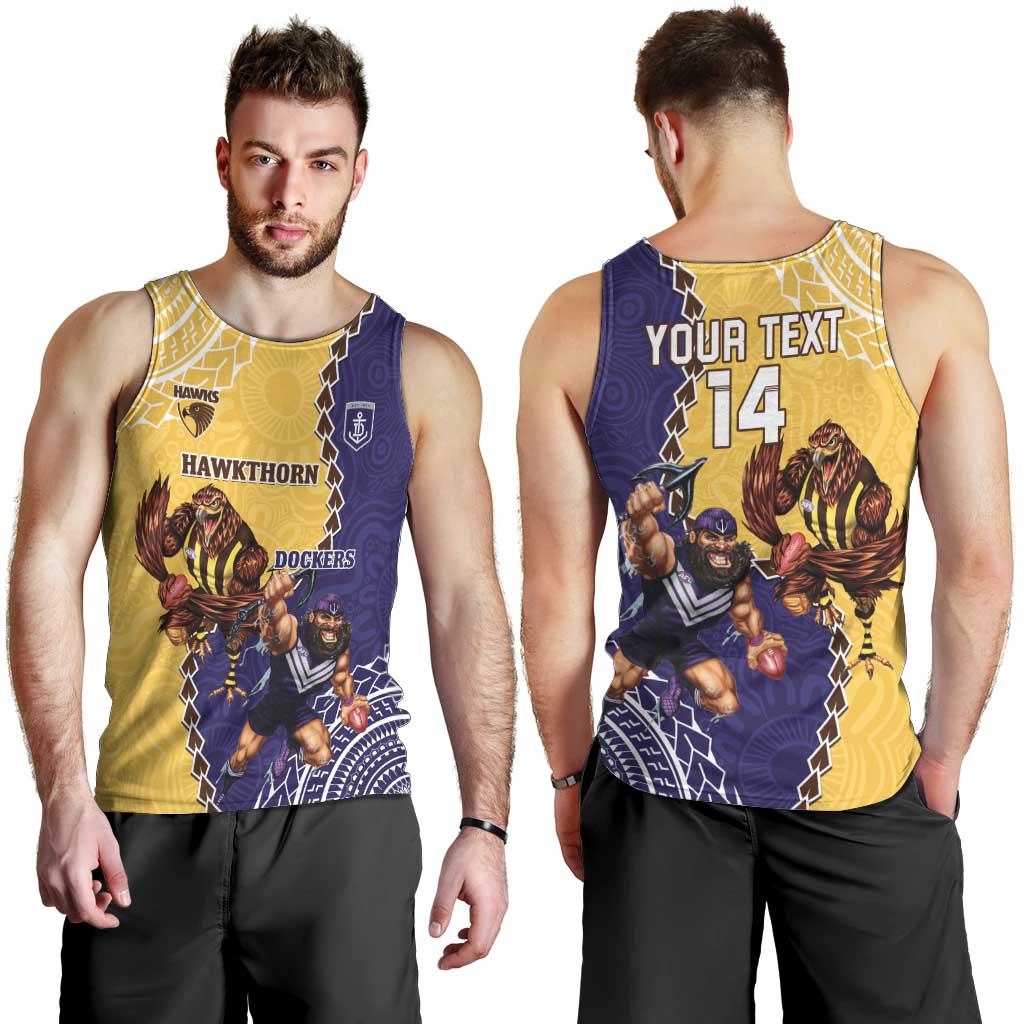 Custom Dockers And Hawks Football Men Tank Top Aboriginal Mix Polynesian Pattern - Vibe Hoodie Shop