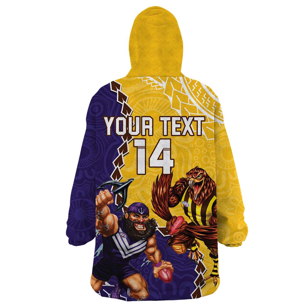 Custom Dockers And Hawks Football Wearable Blanket Hoodie Aboriginal Mix Polynesian Pattern - Vibe Hoodie Shop