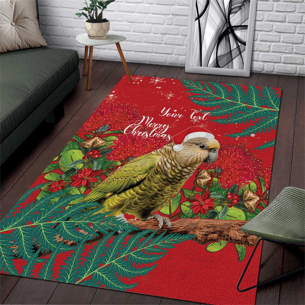 Personalised New Zealand Kakapo Christmas Area Rug Meri Kirihimete Silver Fern Mix Pohutukawa - Vibe Hoodie Shop