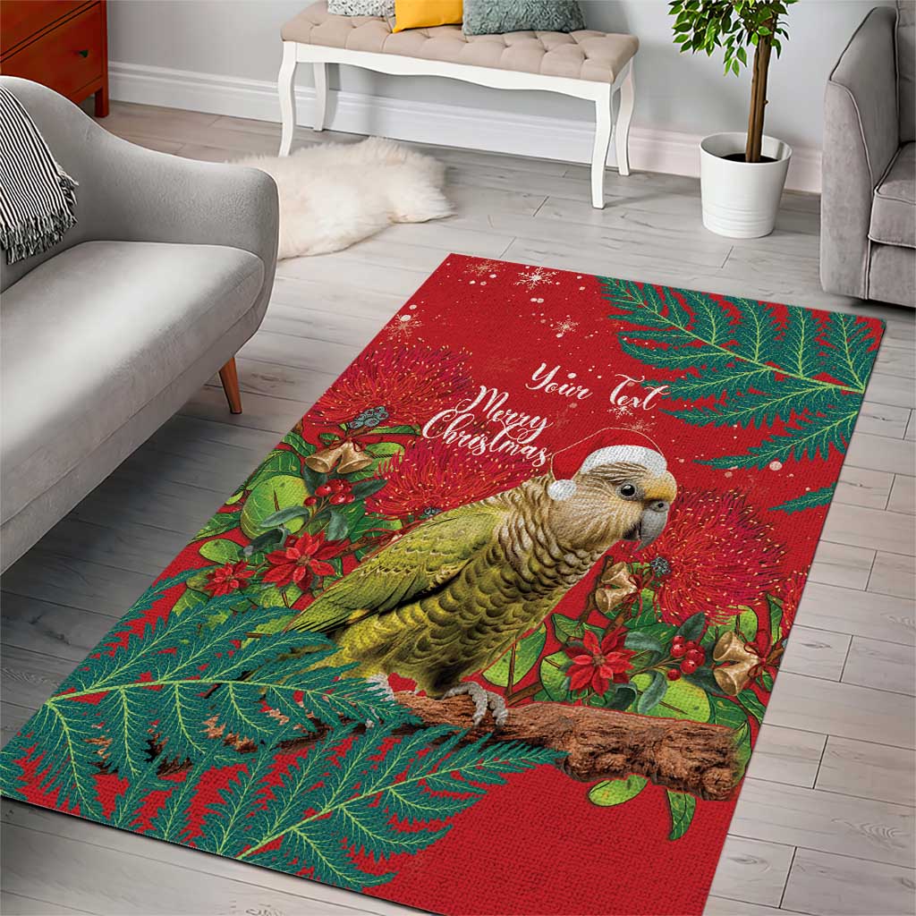 Personalised New Zealand Kakapo Christmas Area Rug Meri Kirihimete Silver Fern Mix Pohutukawa - Vibe Hoodie Shop