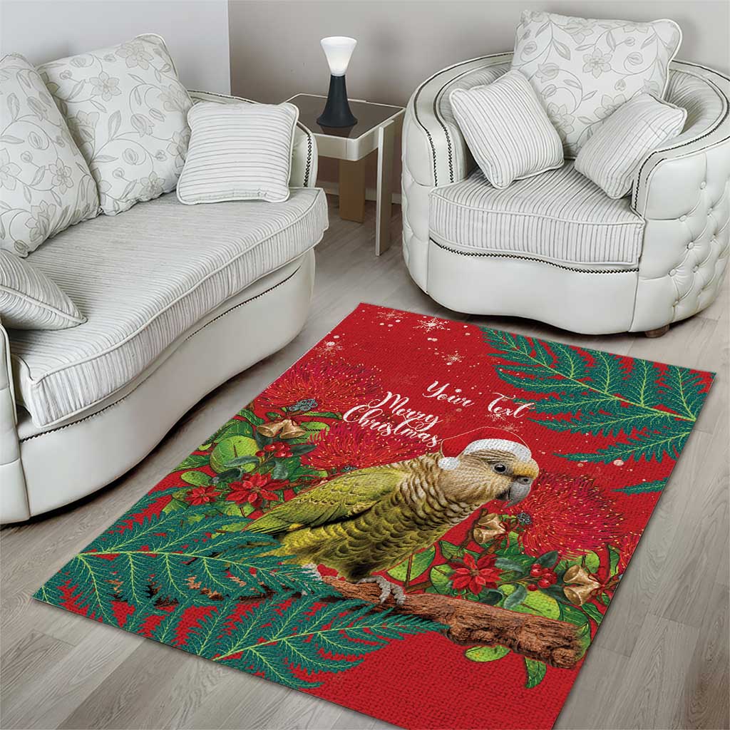 Personalised New Zealand Kakapo Christmas Area Rug Meri Kirihimete Silver Fern Mix Pohutukawa - Vibe Hoodie Shop