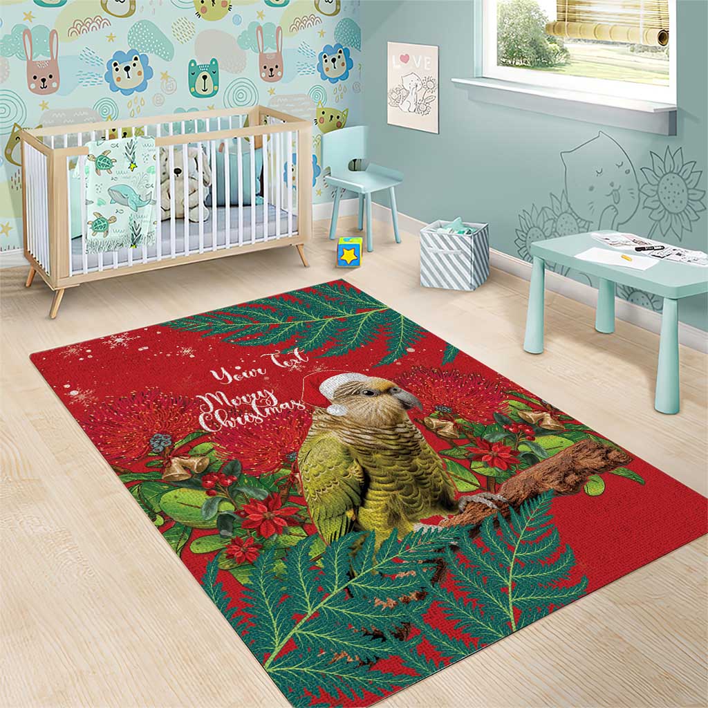 Personalised New Zealand Kakapo Christmas Area Rug Meri Kirihimete Silver Fern Mix Pohutukawa - Vibe Hoodie Shop