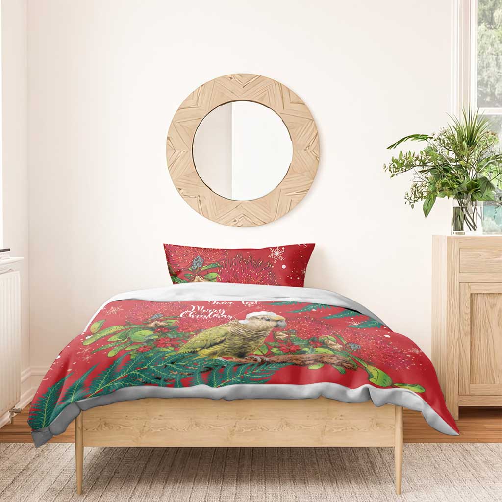 Personalised New Zealand Kakapo Christmas Bedding Set Meri Kirihimete Silver Fern Mix Pohutukawa - Vibe Hoodie Shop