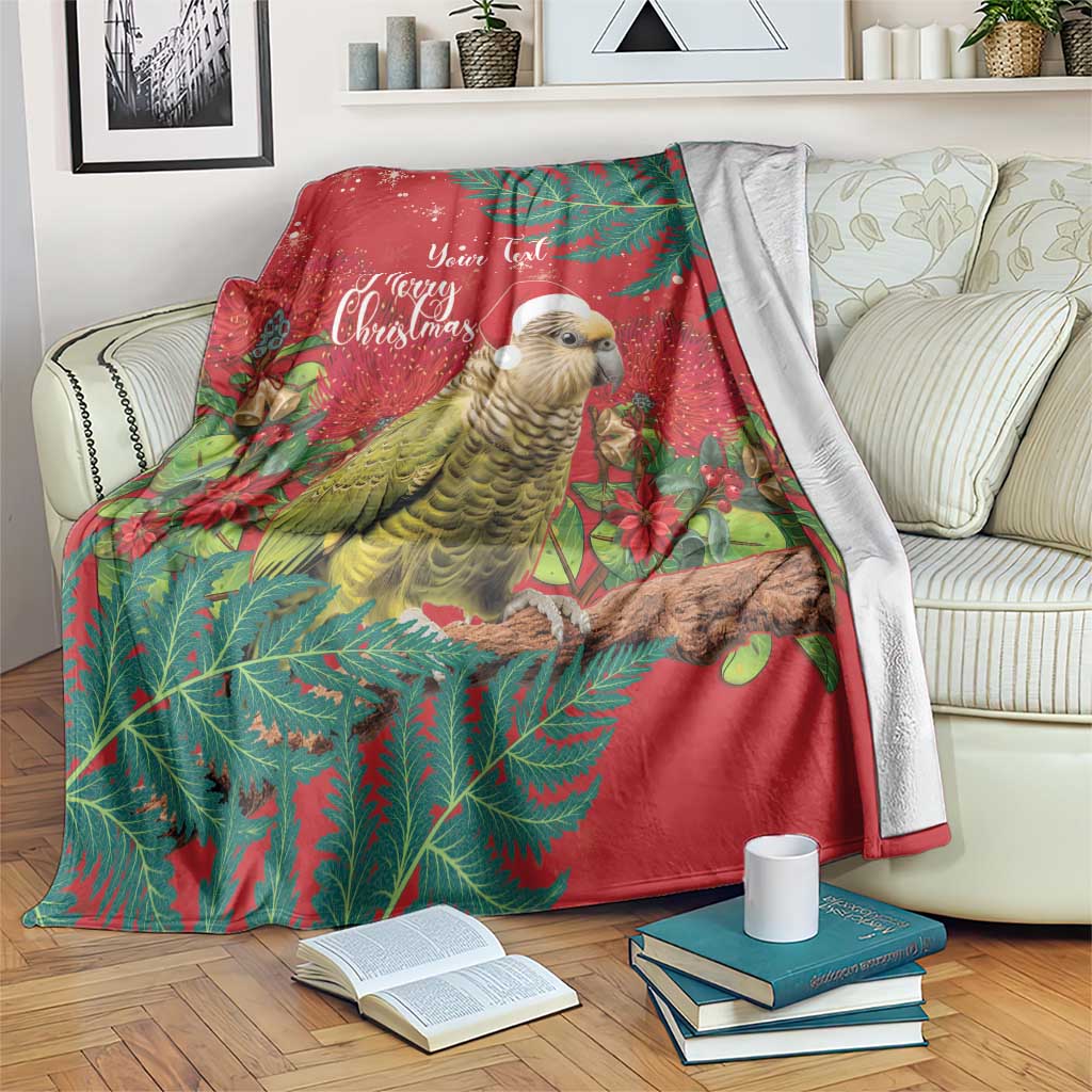 Personalised New Zealand Kakapo Christmas Blanket Meri Kirihimete Silver Fern Mix Pohutukawa - Vibe Hoodie Shop