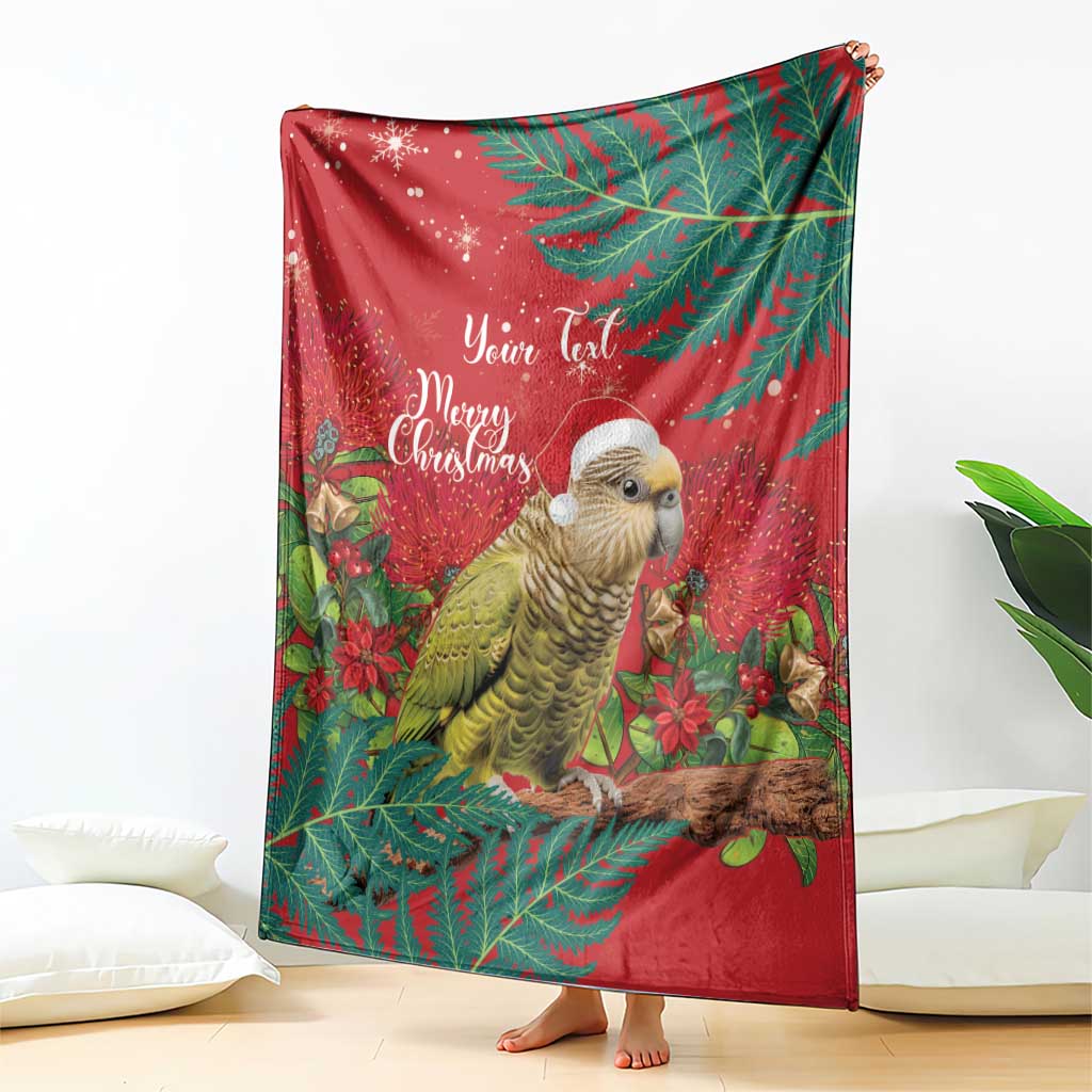 Personalised New Zealand Kakapo Christmas Blanket Meri Kirihimete Silver Fern Mix Pohutukawa - Vibe Hoodie Shop