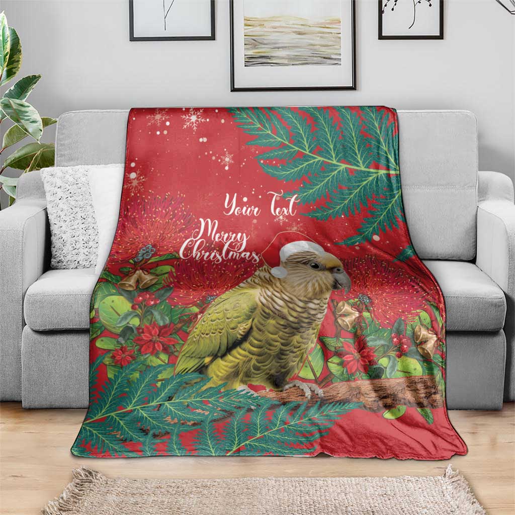 Personalised New Zealand Kakapo Christmas Blanket Meri Kirihimete Silver Fern Mix Pohutukawa - Vibe Hoodie Shop