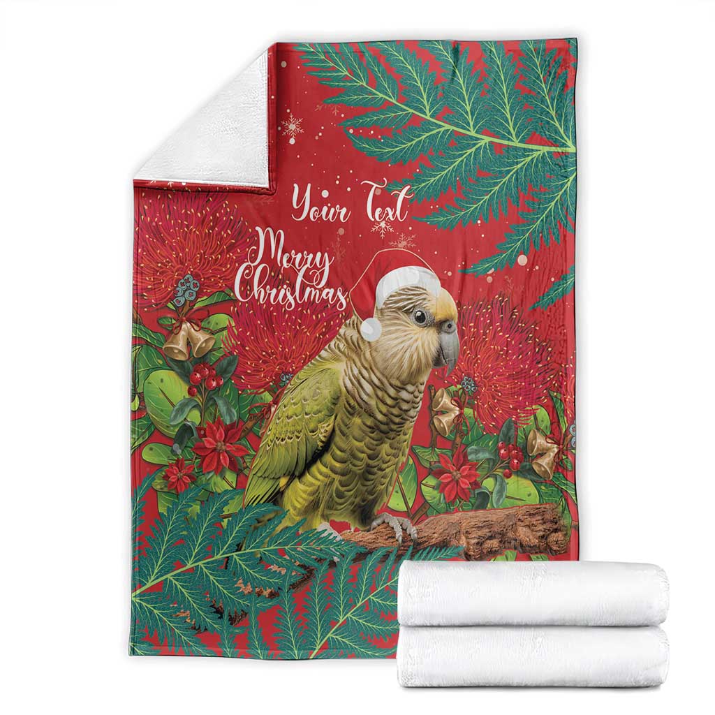 Personalised New Zealand Kakapo Christmas Blanket Meri Kirihimete Silver Fern Mix Pohutukawa - Vibe Hoodie Shop