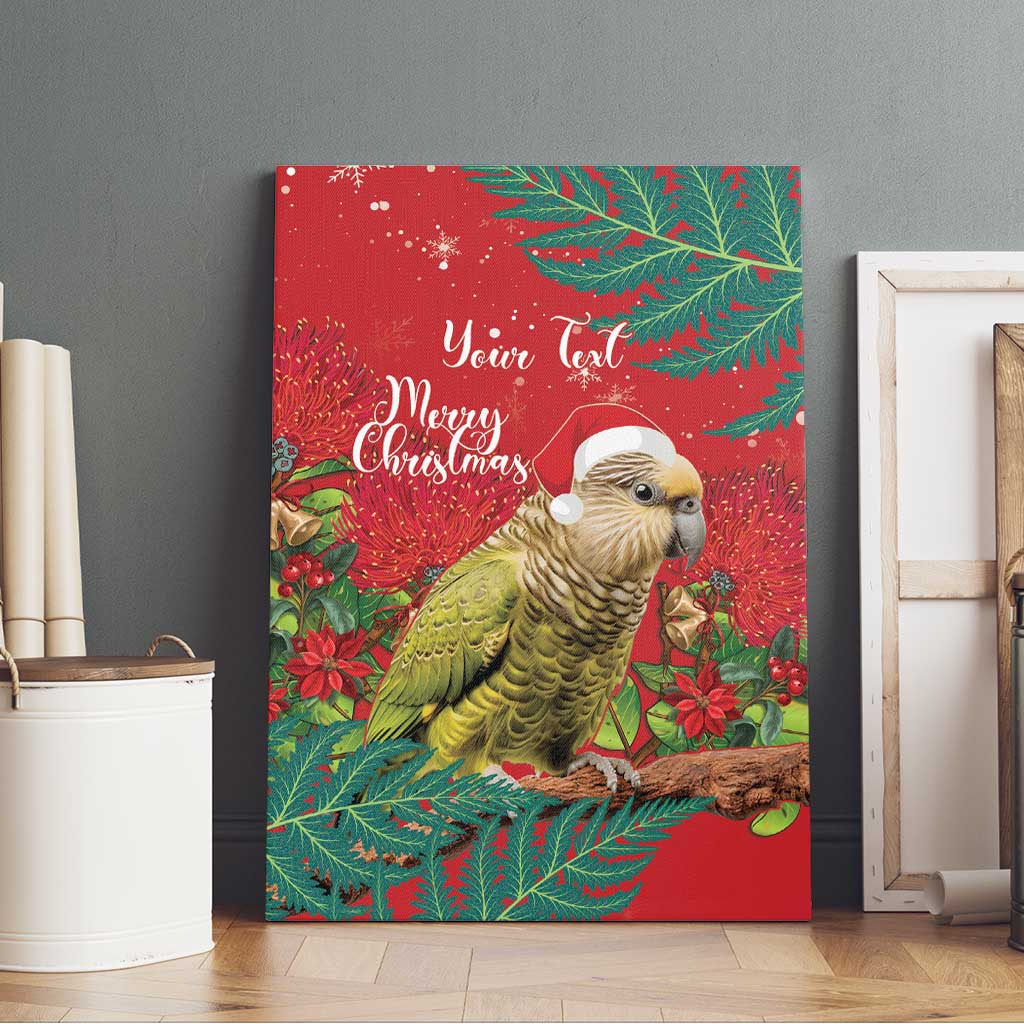 Personalised New Zealand Kakapo Christmas Canvas Wall Art Meri Kirihimete Silver Fern Mix Pohutukawa