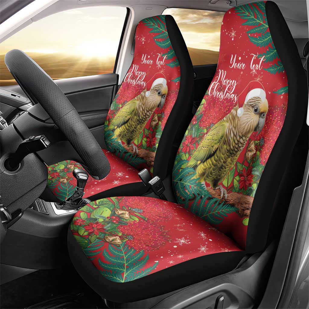 Personalised New Zealand Kakapo Christmas Car Seat Cover Meri Kirihimete Silver Fern Mix Pohutukawa - Vibe Hoodie Shop