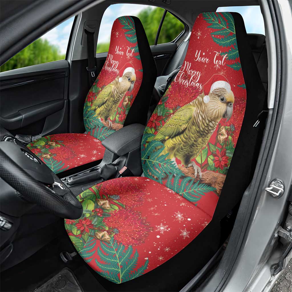 Personalised New Zealand Kakapo Christmas Car Seat Cover Meri Kirihimete Silver Fern Mix Pohutukawa - Vibe Hoodie Shop