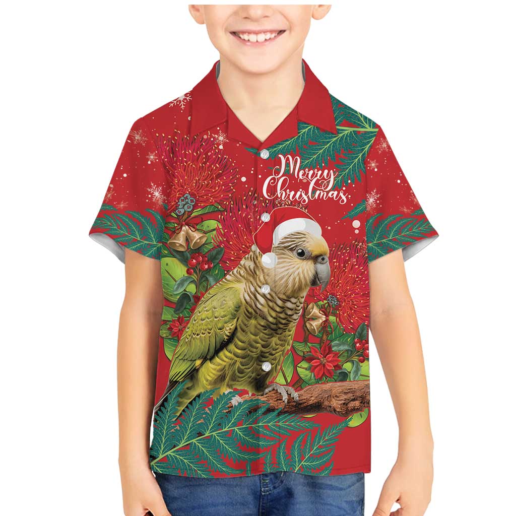 Personalised New Zealand Kakapo Christmas Family Matching Mermaid Dress and Hawaiian Shirt Meri Kirihimete Silver Fern Mix Pohutukawa