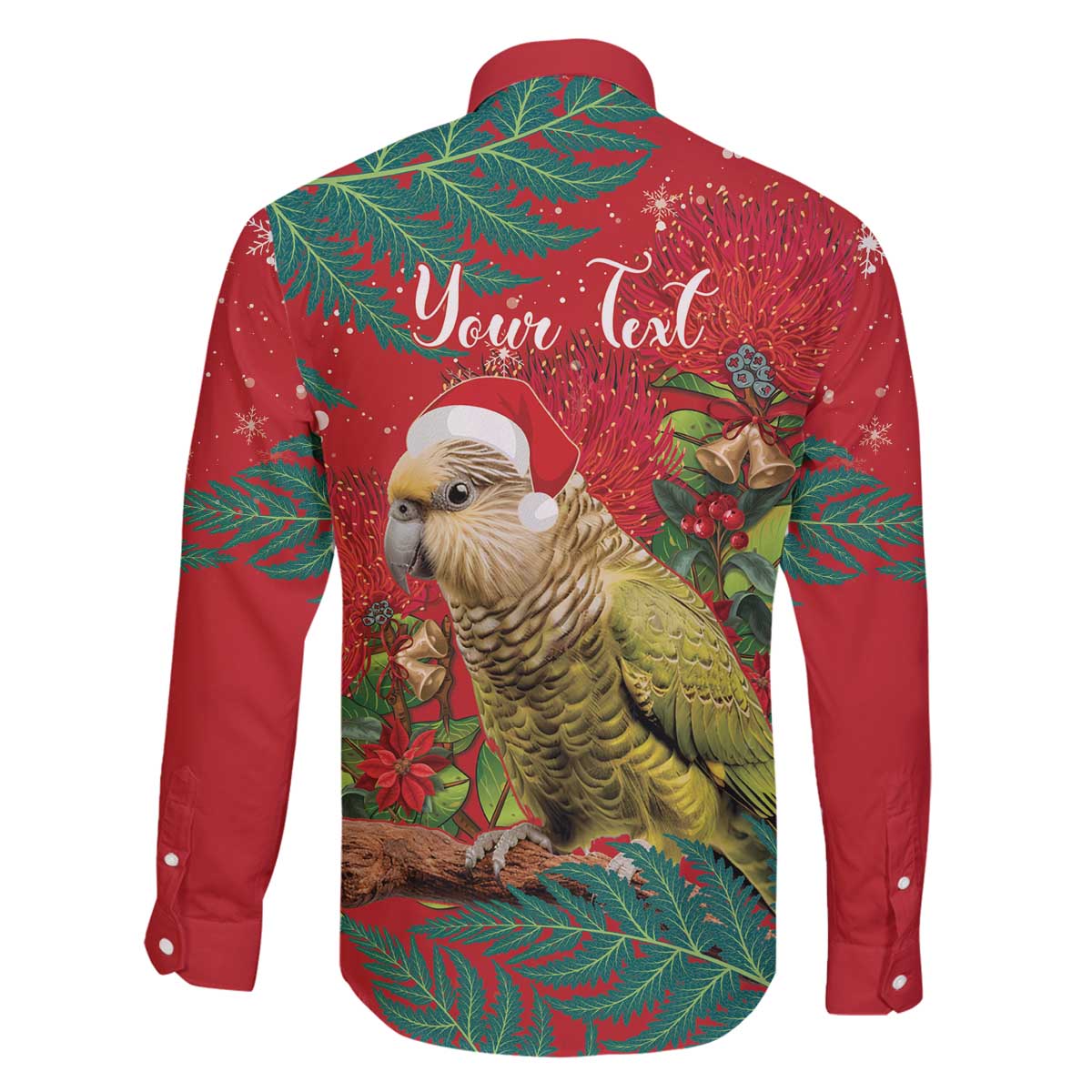 Personalised New Zealand Kakapo Christmas Family Matching Off The Shoulder Long Sleeve Dress and Hawaiian Shirt Meri Kirihimete Silver Fern Mix Pohutukawa