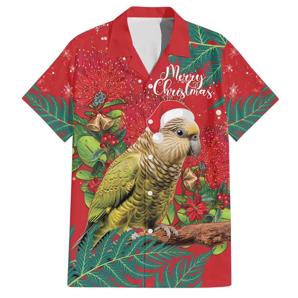 Personalised New Zealand Kakapo Christmas Family Matching Short Sleeve Bodycon Dress and Hawaiian Shirt Meri Kirihimete Silver Fern Mix Pohutukawa