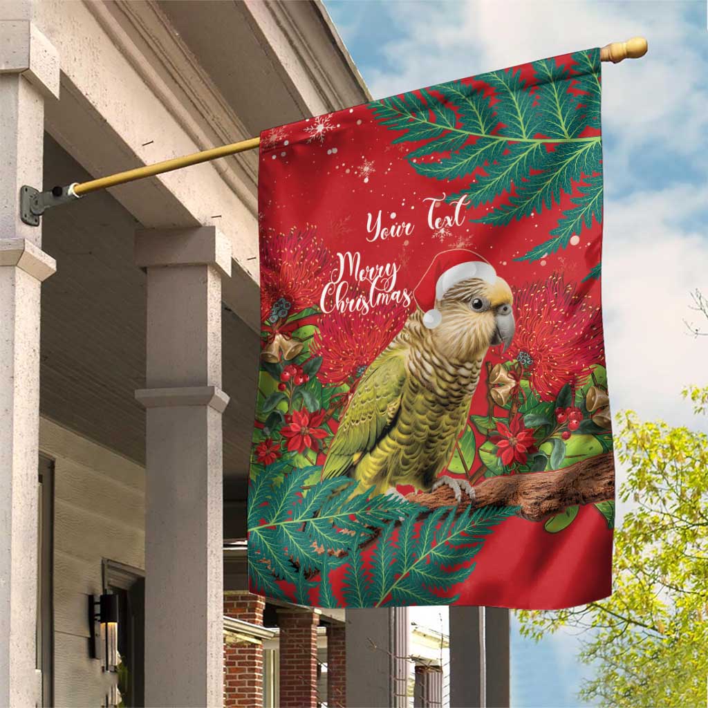 Personalised New Zealand Kakapo Christmas Garden Flag Meri Kirihimete Silver Fern Mix Pohutukawa - Vibe Hoodie Shop