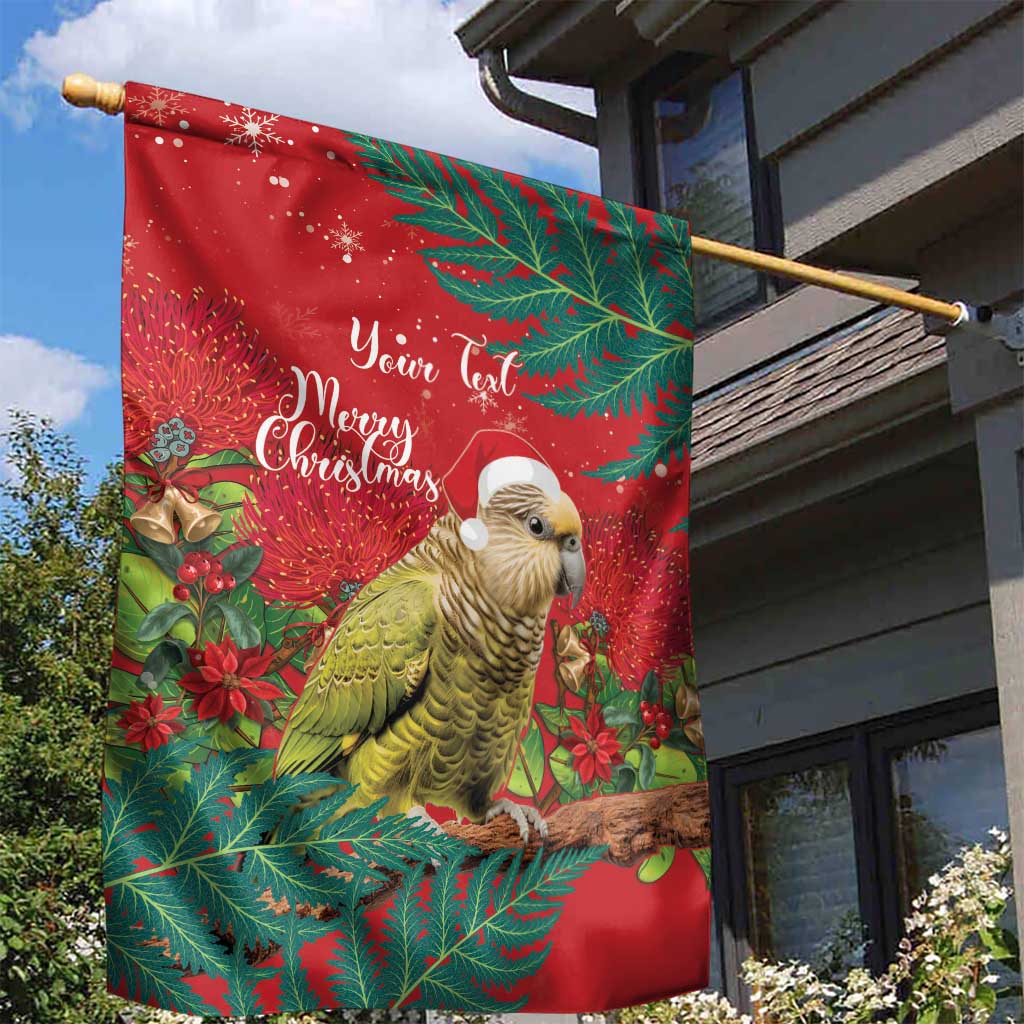 Personalised New Zealand Kakapo Christmas Garden Flag Meri Kirihimete Silver Fern Mix Pohutukawa - Vibe Hoodie Shop