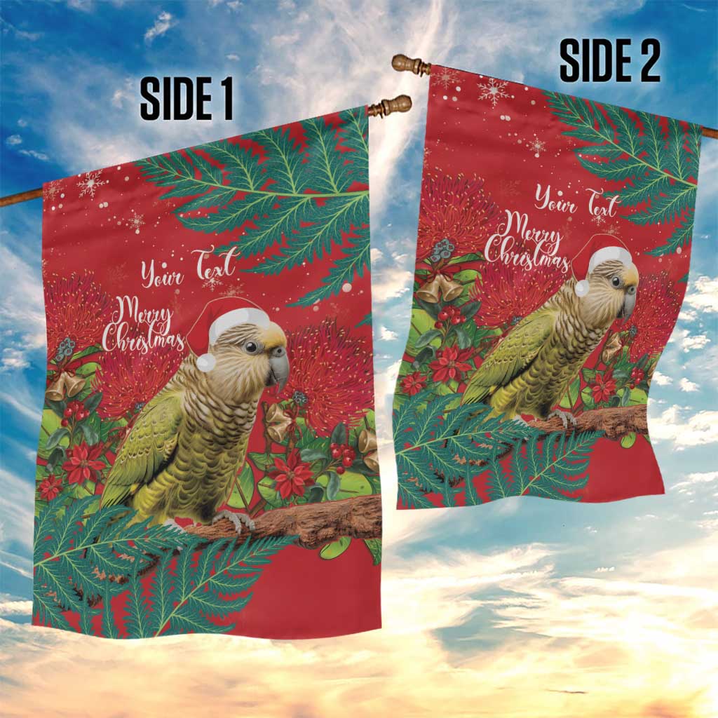 Personalised New Zealand Kakapo Christmas Garden Flag Meri Kirihimete Silver Fern Mix Pohutukawa - Vibe Hoodie Shop