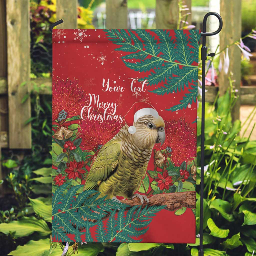 Personalised New Zealand Kakapo Christmas Garden Flag Meri Kirihimete Silver Fern Mix Pohutukawa - Vibe Hoodie Shop