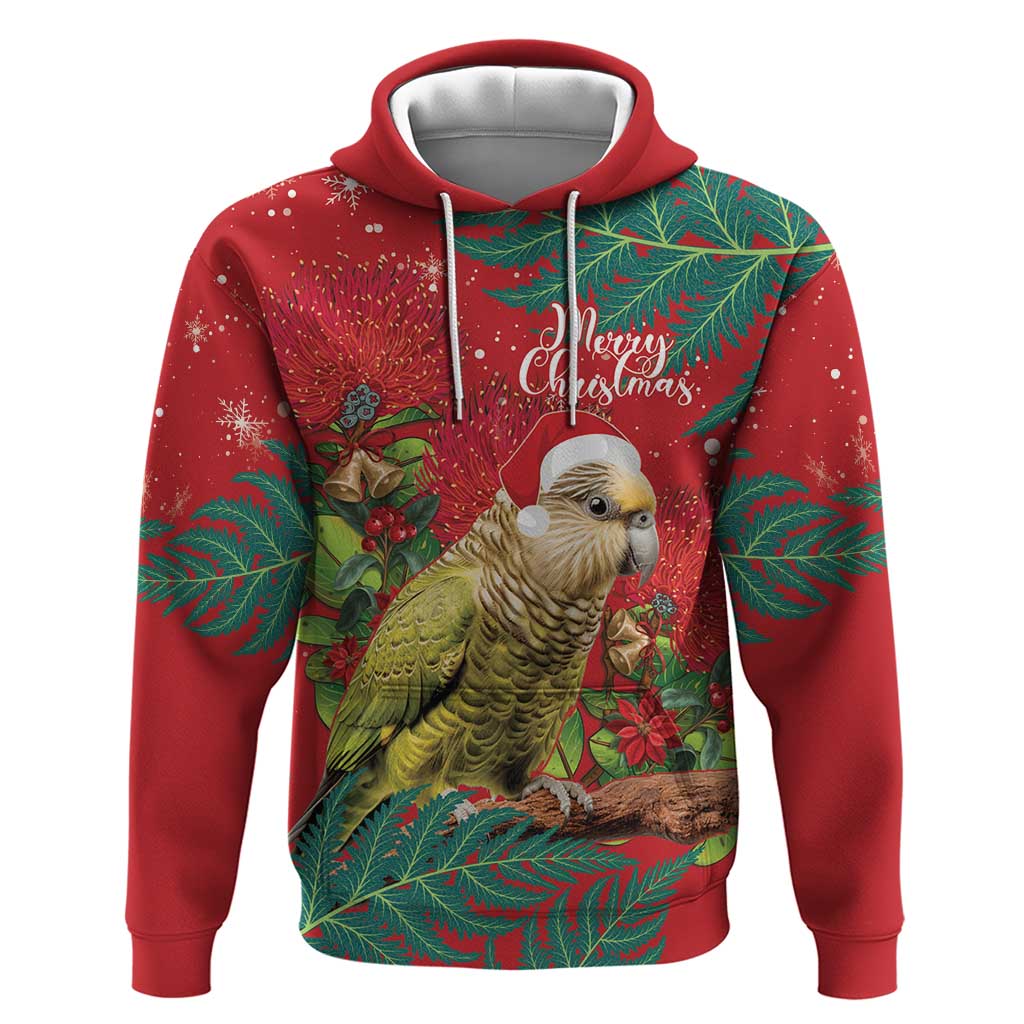 Personalised New Zealand Kakapo Christmas Hoodie Meri Kirihimete Silver Fern Mix Pohutukawa - Vibe Hoodie Shop