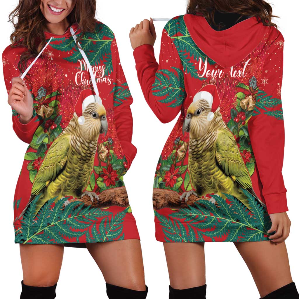 Personalised New Zealand Kakapo Christmas Hoodie Dress Meri Kirihimete Silver Fern Mix Pohutukawa - Vibe Hoodie Shop