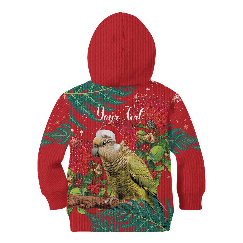 Personalised New Zealand Kakapo Christmas Kid Hoodie Meri Kirihimete Silver Fern Mix Pohutukawa - Vibe Hoodie Shop