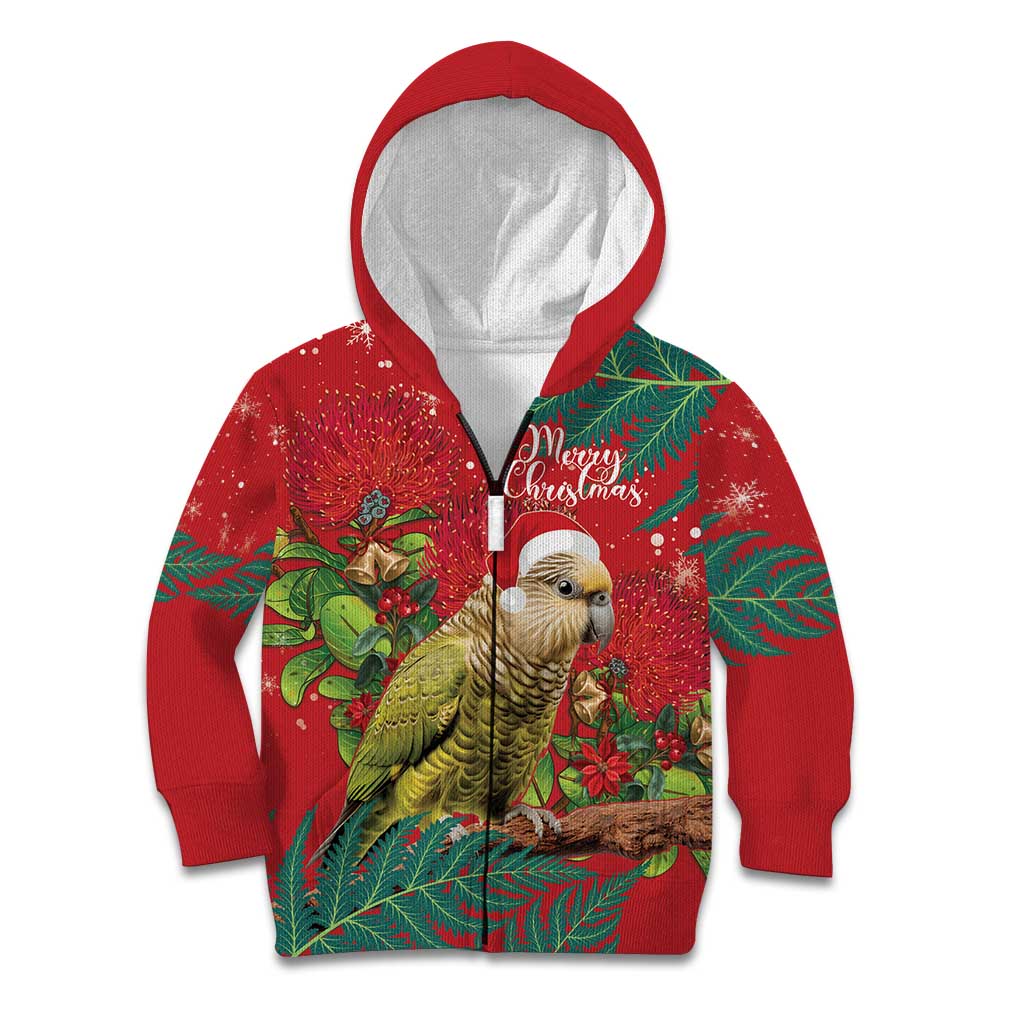 Personalised New Zealand Kakapo Christmas Kid Hoodie Meri Kirihimete Silver Fern Mix Pohutukawa - Vibe Hoodie Shop