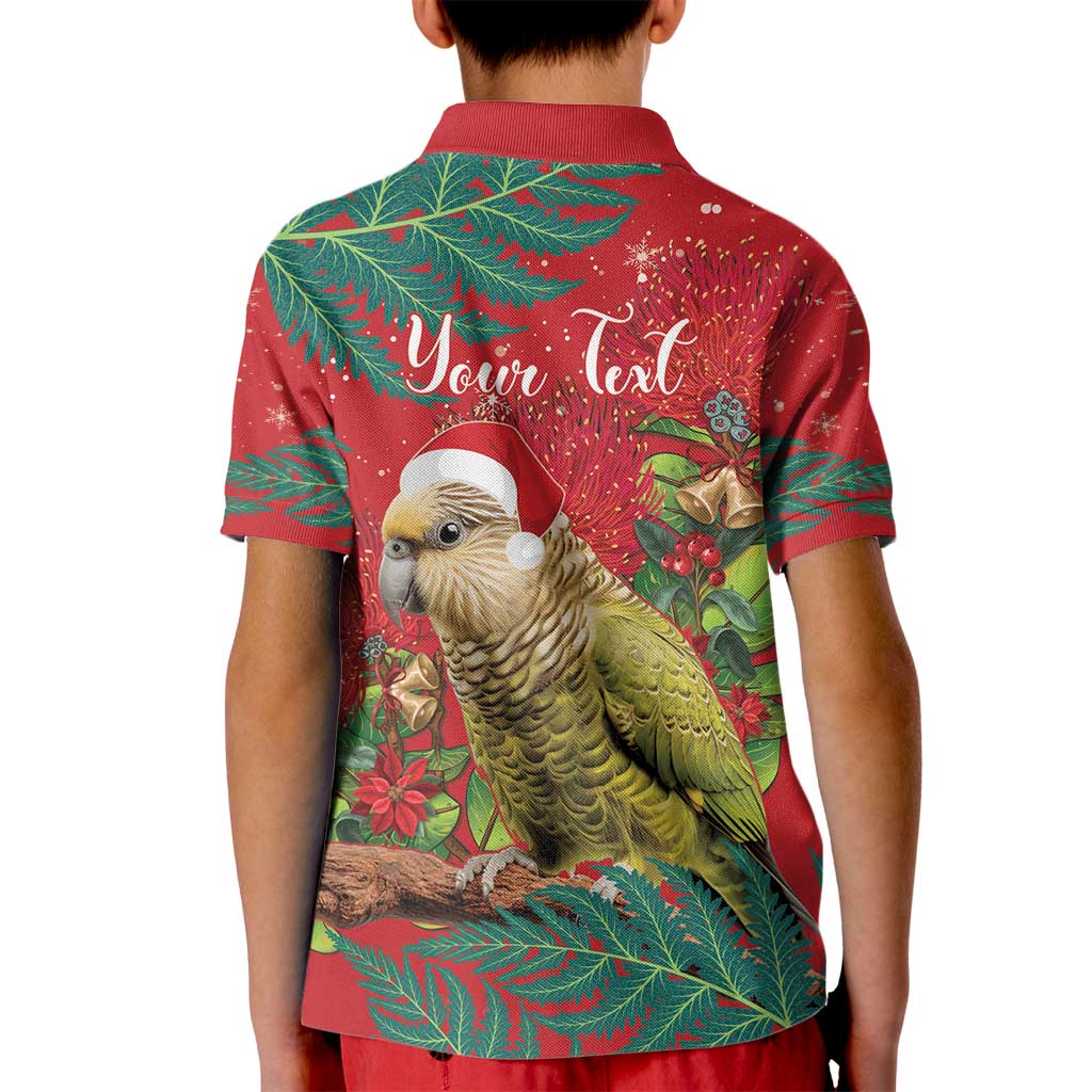 Personalised New Zealand Kakapo Christmas Kid Polo Shirt Meri Kirihimete Silver Fern Mix Pohutukawa - Vibe Hoodie Shop