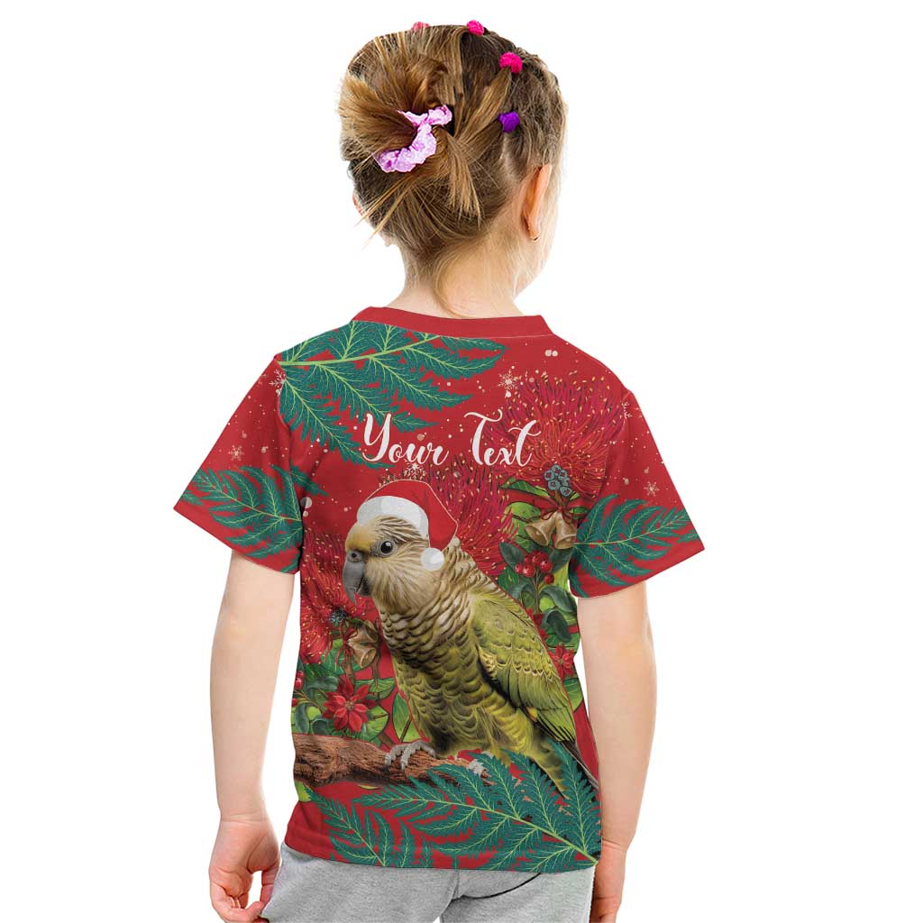 Personalised New Zealand Kakapo Christmas Kid T Shirt Meri Kirihimete Silver Fern Mix Pohutukawa - Vibe Hoodie Shop