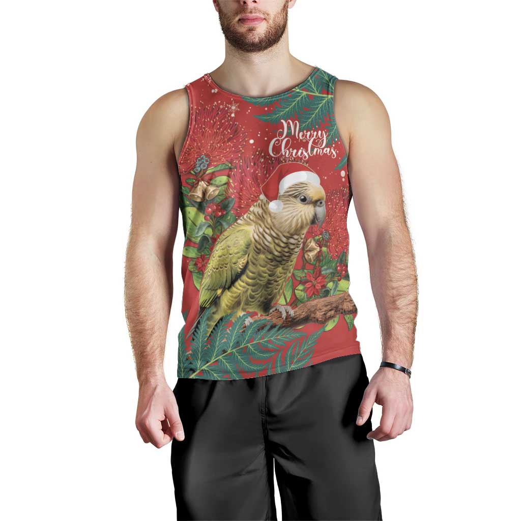 Personalised New Zealand Kakapo Christmas Men Tank Top Meri Kirihimete Silver Fern Mix Pohutukawa - Vibe Hoodie Shop