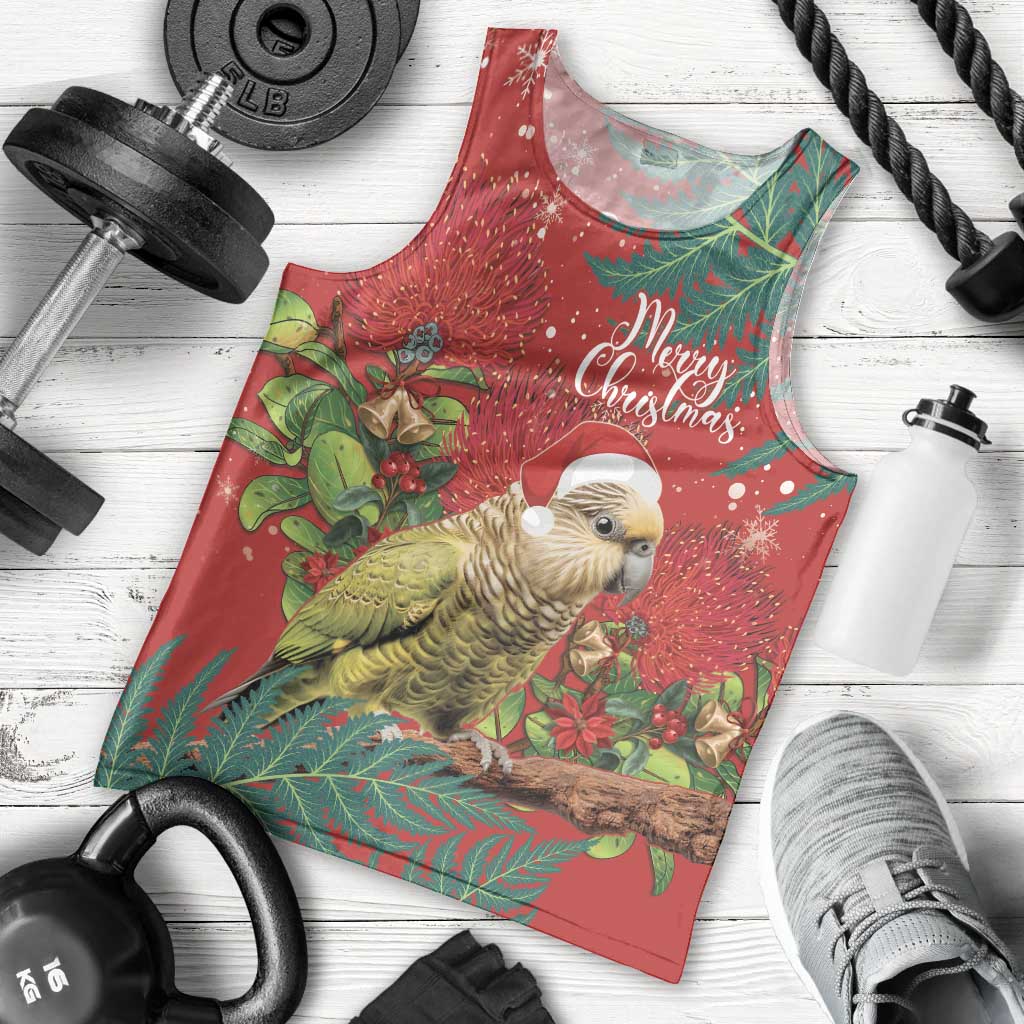 Personalised New Zealand Kakapo Christmas Men Tank Top Meri Kirihimete Silver Fern Mix Pohutukawa - Vibe Hoodie Shop