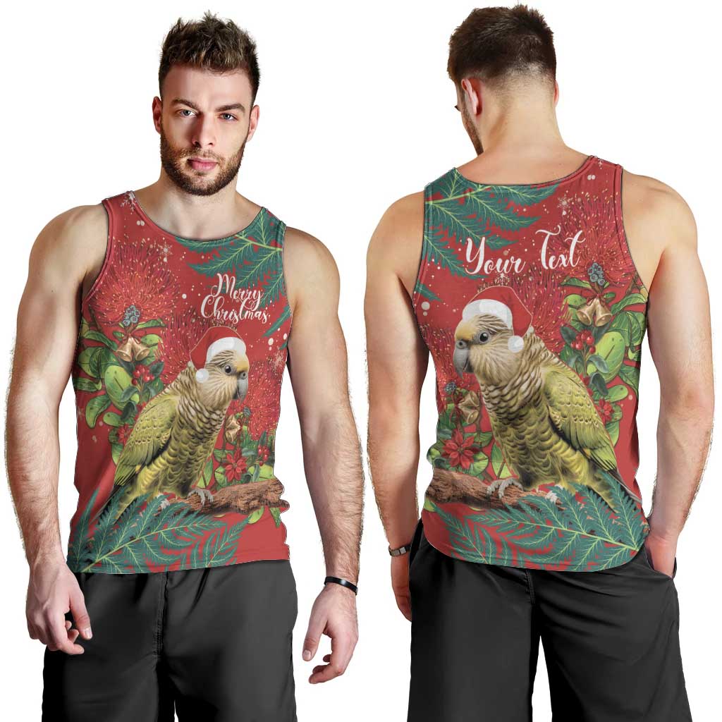 Personalised New Zealand Kakapo Christmas Men Tank Top Meri Kirihimete Silver Fern Mix Pohutukawa - Vibe Hoodie Shop