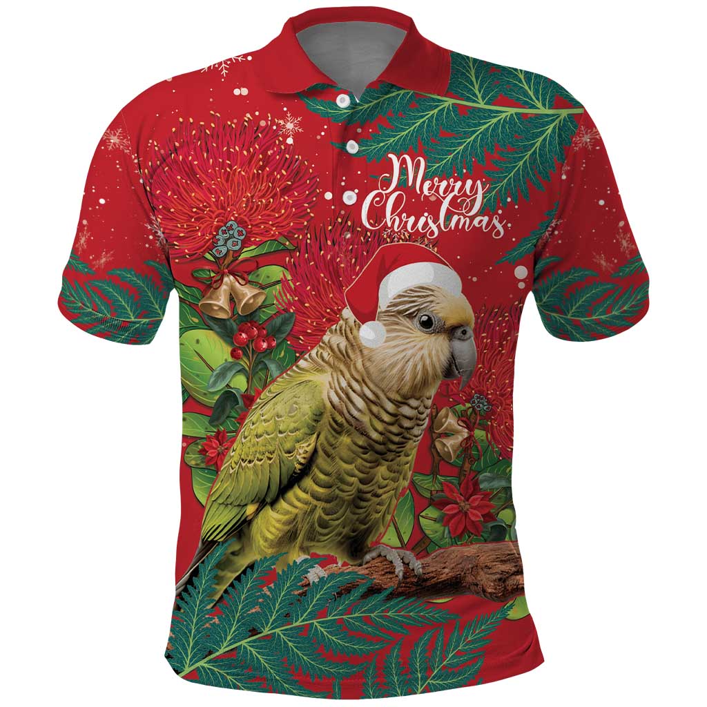 Personalised New Zealand Kakapo Christmas Polo Shirt Meri Kirihimete Silver Fern Mix Pohutukawa - Vibe Hoodie Shop