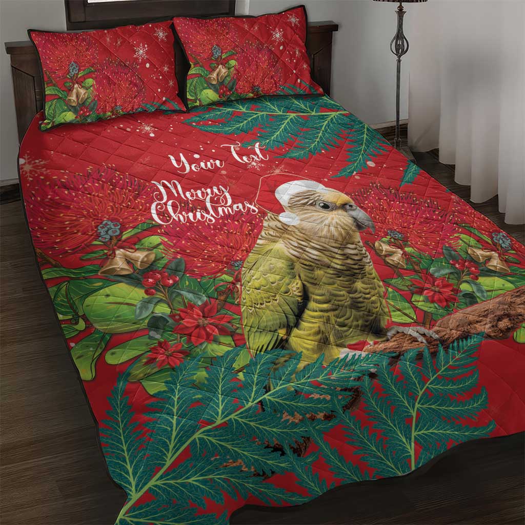 Personalised New Zealand Kakapo Christmas Quilt Bed Set Meri Kirihimete Silver Fern Mix Pohutukawa - Vibe Hoodie Shop