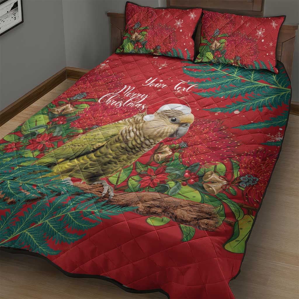 Personalised New Zealand Kakapo Christmas Quilt Bed Set Meri Kirihimete Silver Fern Mix Pohutukawa - Vibe Hoodie Shop