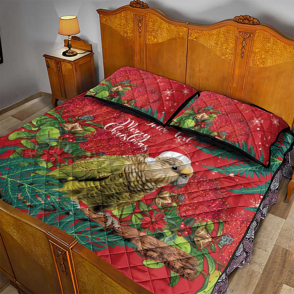 Personalised New Zealand Kakapo Christmas Quilt Bed Set Meri Kirihimete Silver Fern Mix Pohutukawa - Vibe Hoodie Shop