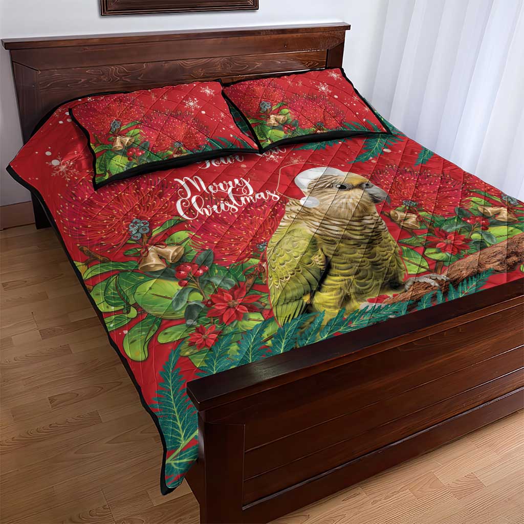 Personalised New Zealand Kakapo Christmas Quilt Bed Set Meri Kirihimete Silver Fern Mix Pohutukawa - Vibe Hoodie Shop