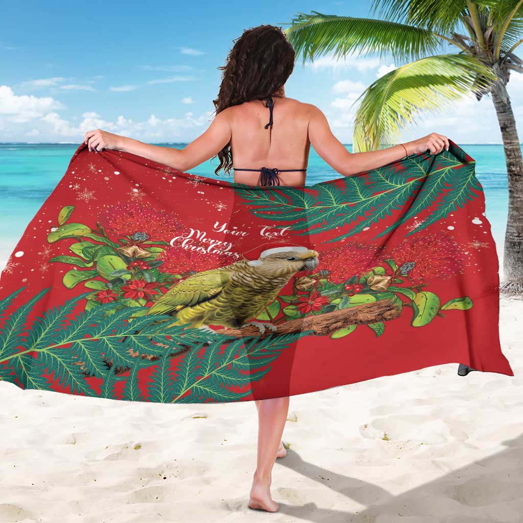 Personalised New Zealand Kakapo Christmas Sarong Meri Kirihimete Silver Fern Mix Pohutukawa - Vibe Hoodie Shop