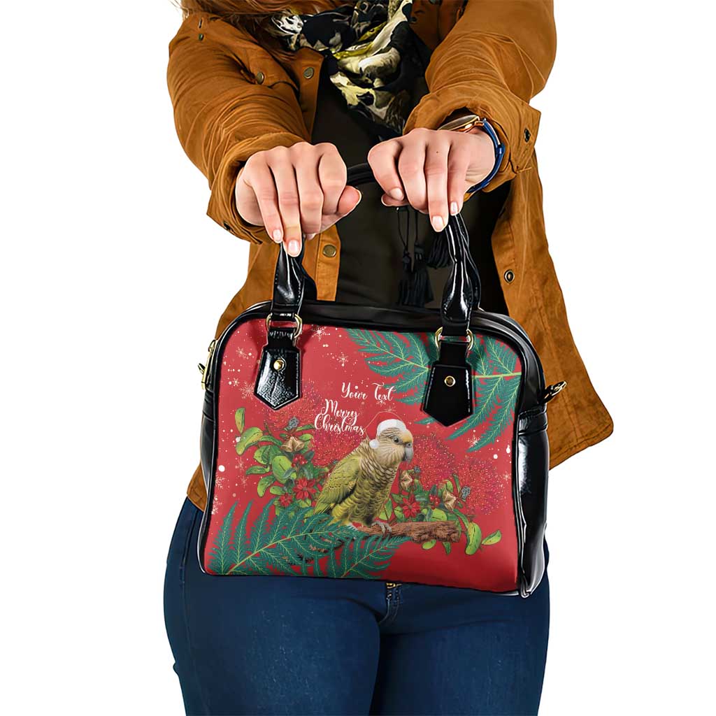 Personalised New Zealand Kakapo Christmas Shoulder Handbag Meri Kirihimete Silver Fern Mix Pohutukawa - Vibe Hoodie Shop