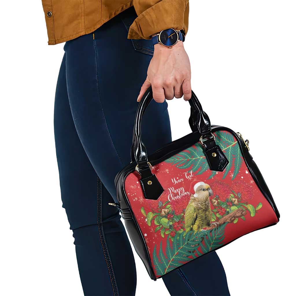 Personalised New Zealand Kakapo Christmas Shoulder Handbag Meri Kirihimete Silver Fern Mix Pohutukawa - Vibe Hoodie Shop