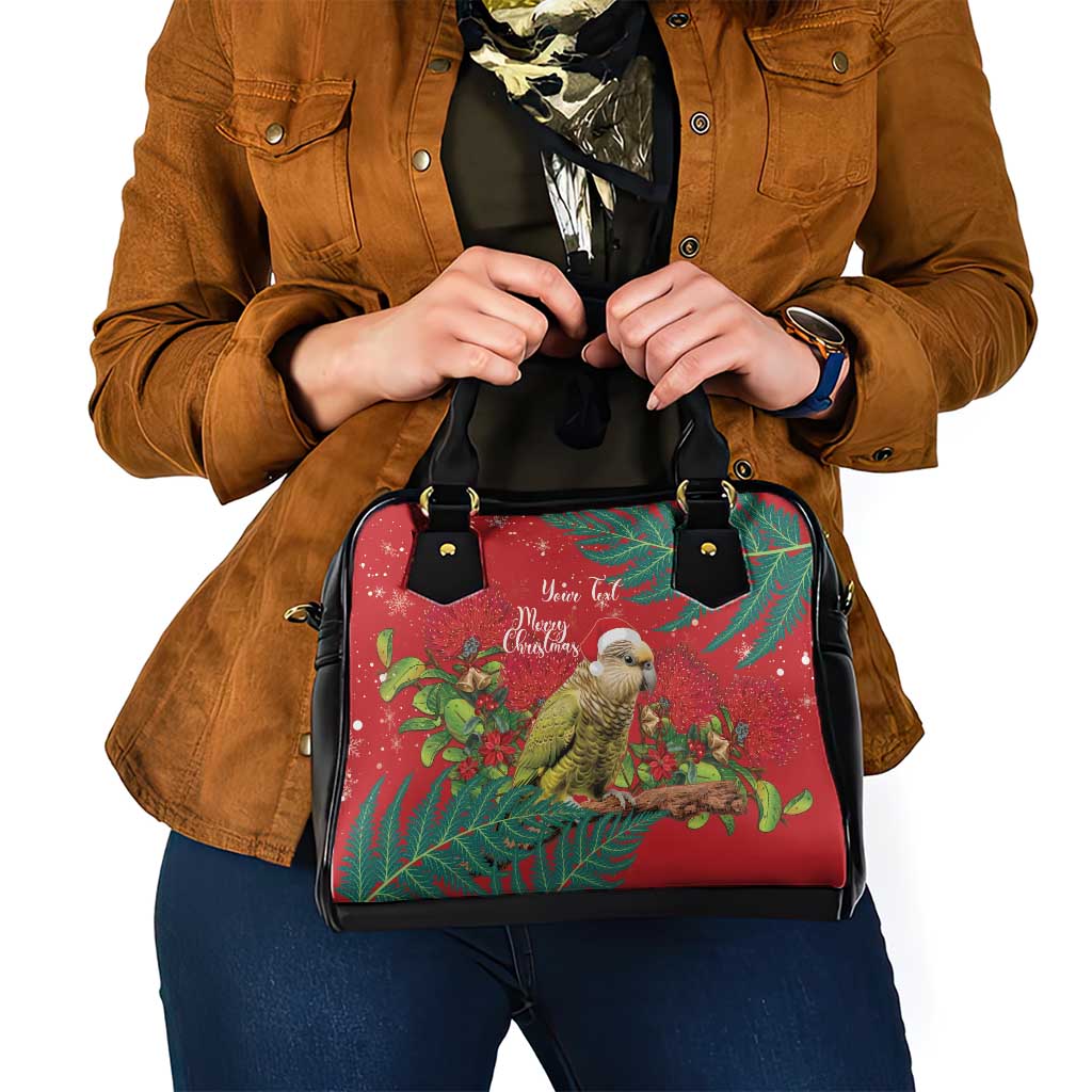 Personalised New Zealand Kakapo Christmas Shoulder Handbag Meri Kirihimete Silver Fern Mix Pohutukawa - Vibe Hoodie Shop