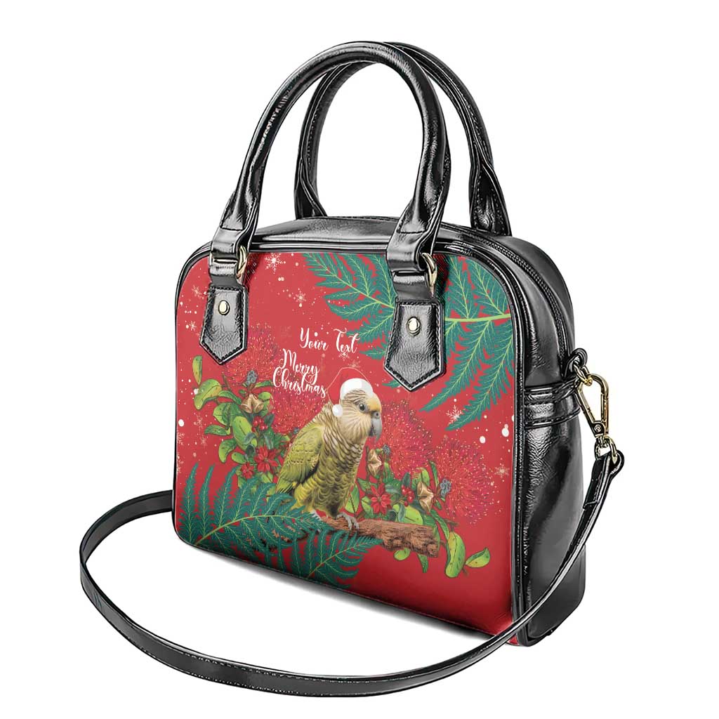 Personalised New Zealand Kakapo Christmas Shoulder Handbag Meri Kirihimete Silver Fern Mix Pohutukawa - Vibe Hoodie Shop