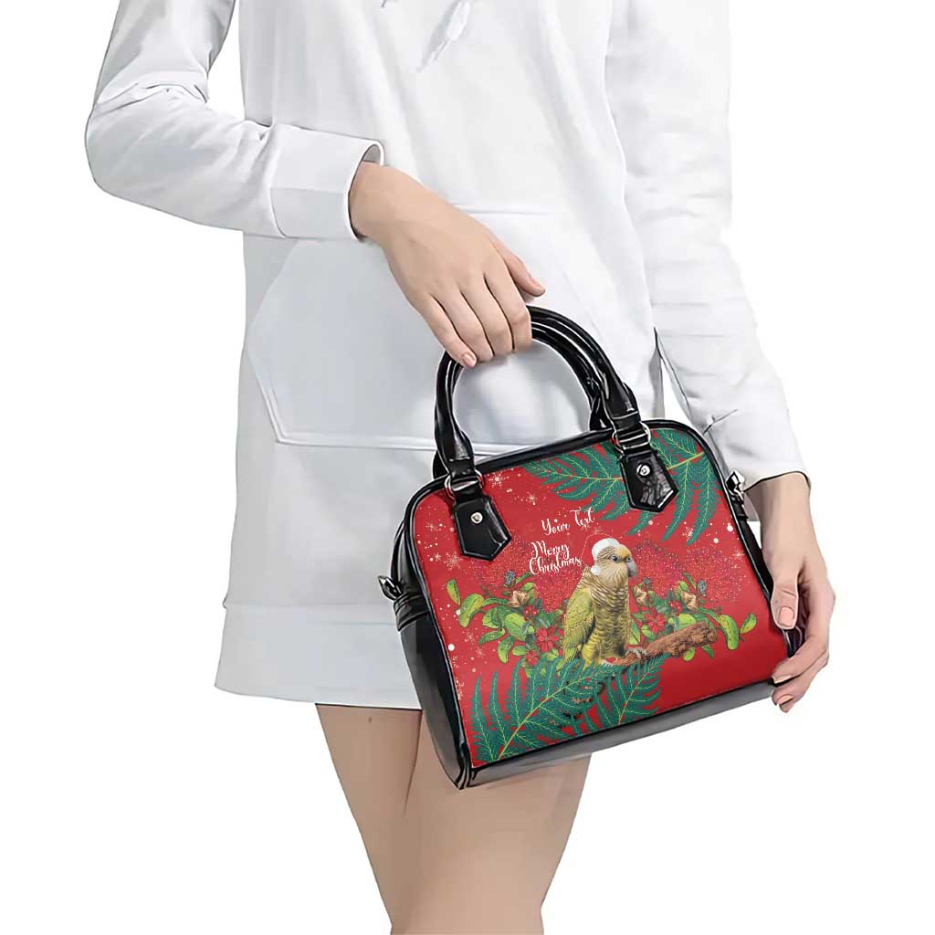 Personalised New Zealand Kakapo Christmas Shoulder Handbag Meri Kirihimete Silver Fern Mix Pohutukawa - Vibe Hoodie Shop