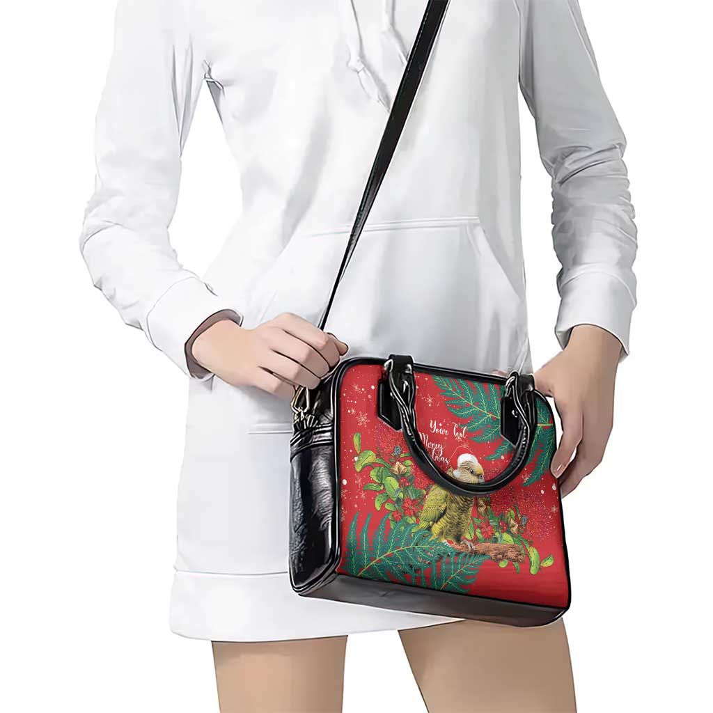 Personalised New Zealand Kakapo Christmas Shoulder Handbag Meri Kirihimete Silver Fern Mix Pohutukawa - Vibe Hoodie Shop