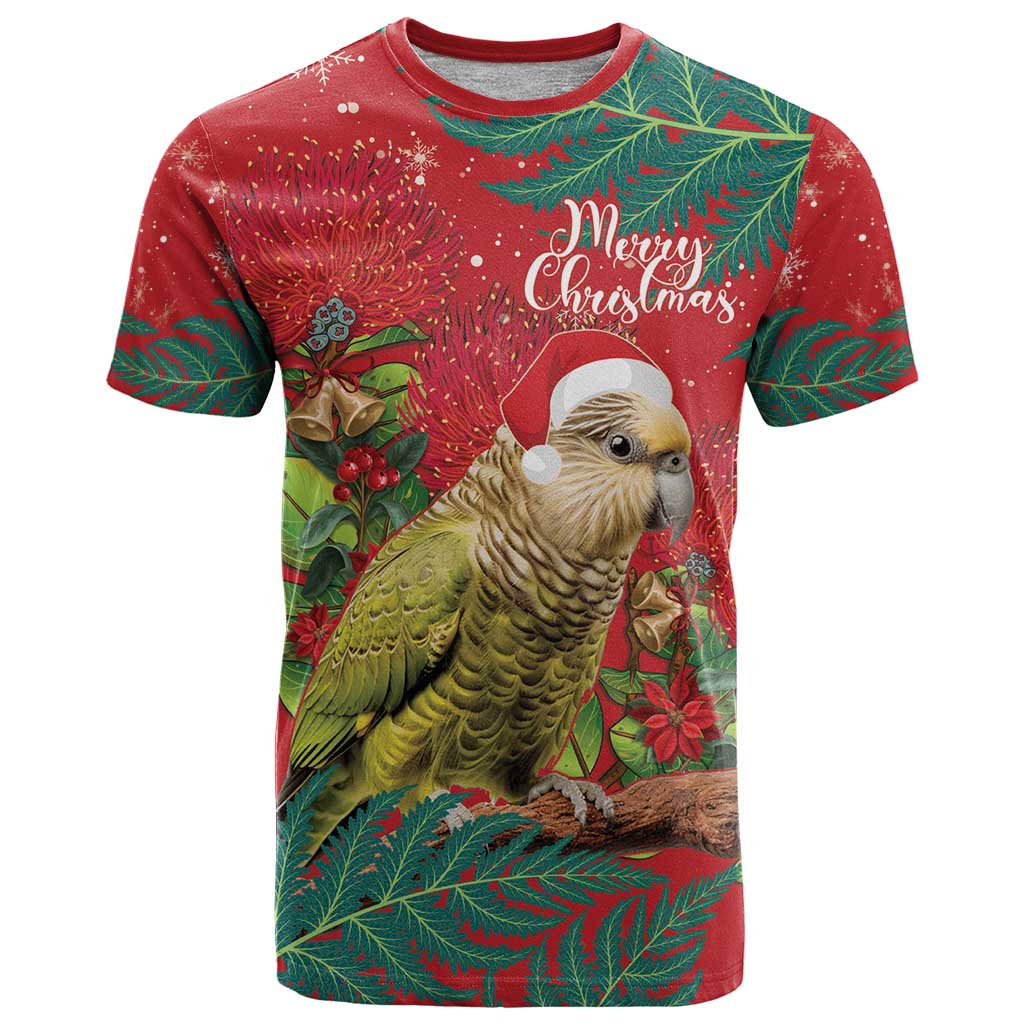 Personalised New Zealand Kakapo Christmas T Shirt Meri Kirihimete Silver Fern Mix Pohutukawa - Vibe Hoodie Shop