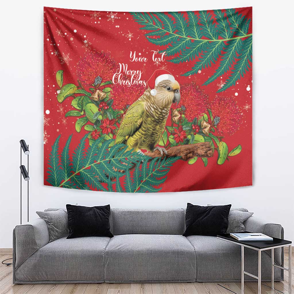 Personalised New Zealand Kakapo Christmas Tapestry Meri Kirihimete Silver Fern Mix Pohutukawa - Vibe Hoodie Shop