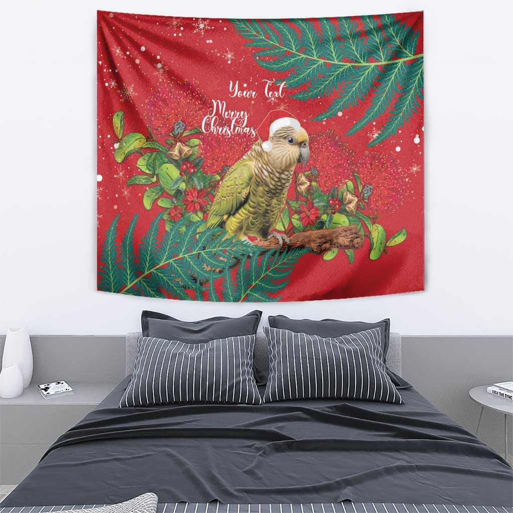 Personalised New Zealand Kakapo Christmas Tapestry Meri Kirihimete Silver Fern Mix Pohutukawa - Vibe Hoodie Shop